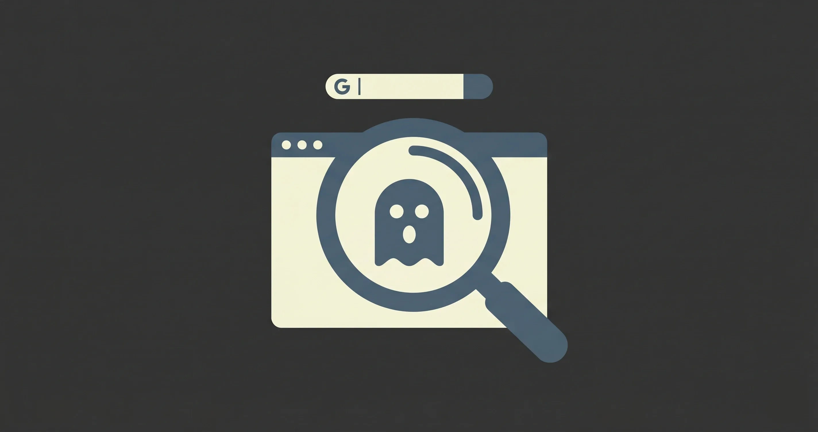 Illustrazione minimal: lente di ingrandimento su browser con pagina non trovata